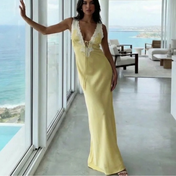 Rumored Dresses & Skirts - Rumored Yellow Dress with Cream Lace